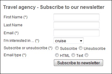 Joomla! subscription form creatged with RSForm!Pro